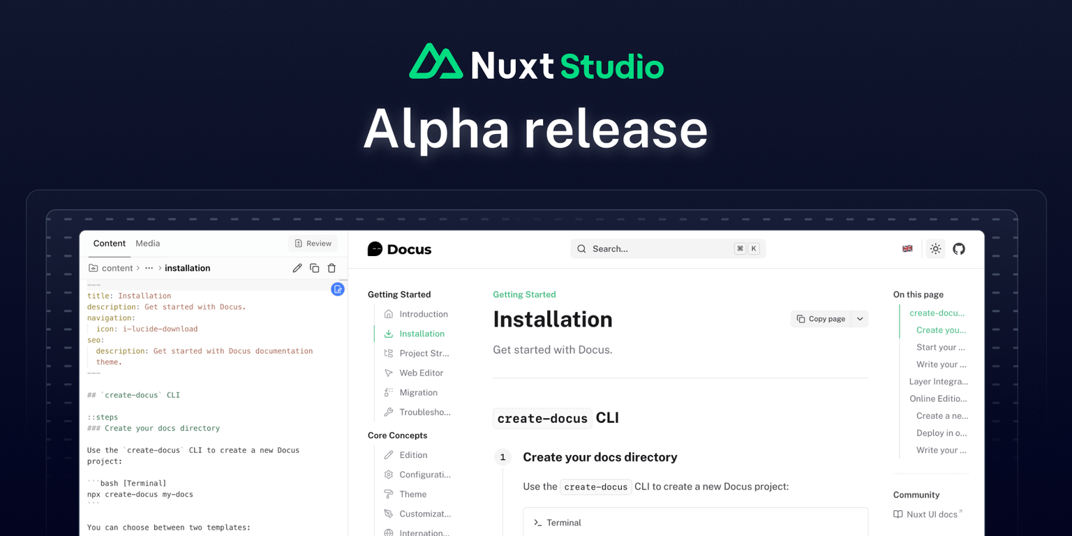 Nuxt Studio Alpha Release